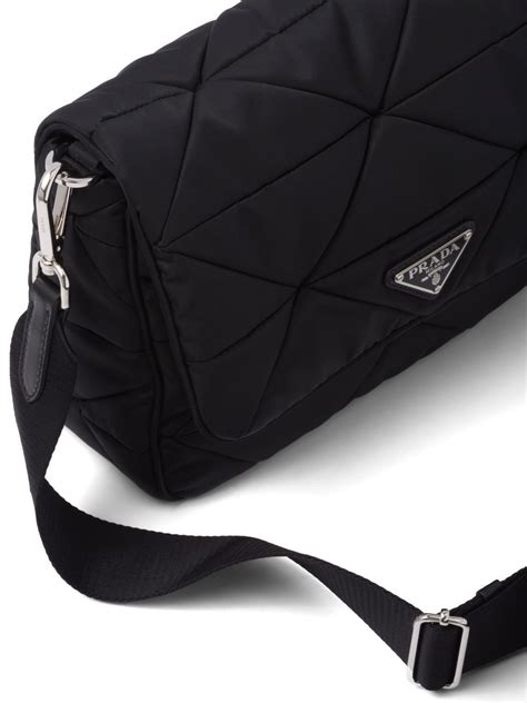 prada milano shoulder bag leather black|Prada padded nylon shoulder bag.